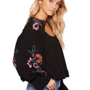 Free People Embroidered Lita Floral Cut-Out Top